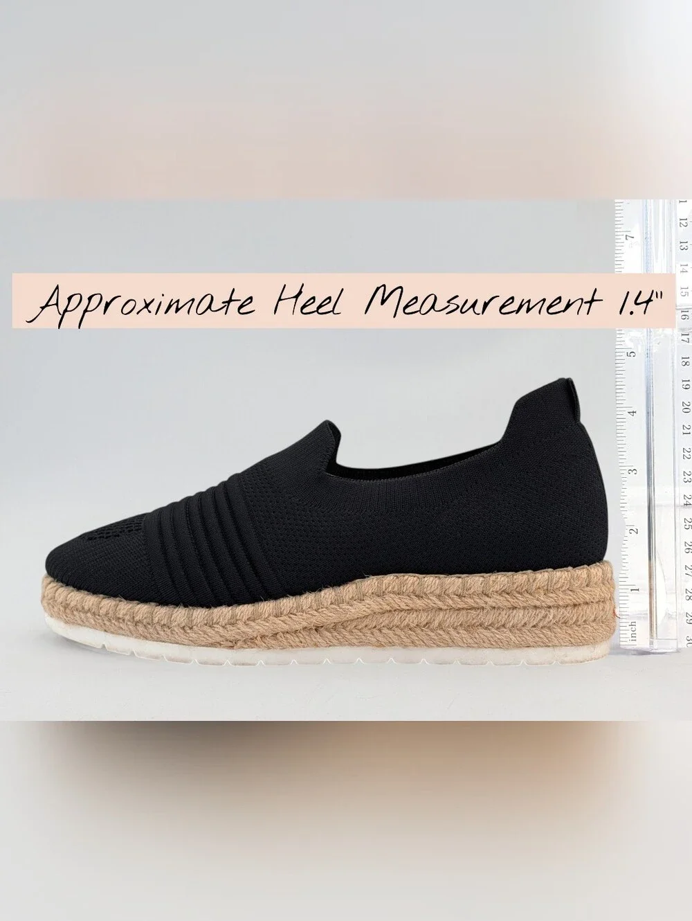 Adrienne Vittadini Sport Sz 7.5 Niko Espadrille Sneakers Black Knit Platform